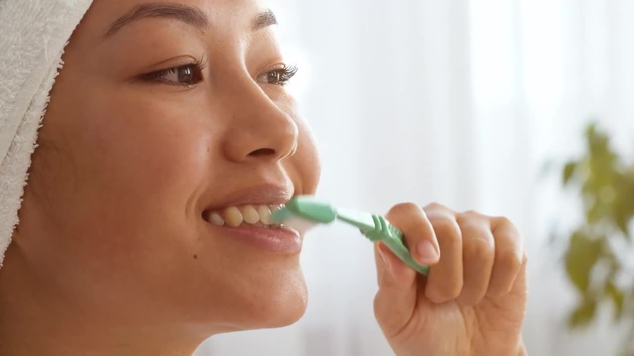 Brushing her teeth